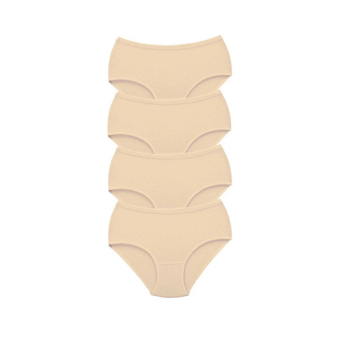 biçomi 4 Adet Tutku Kadın Yüksek Bel Bato Kalın Lastik Külot Ten