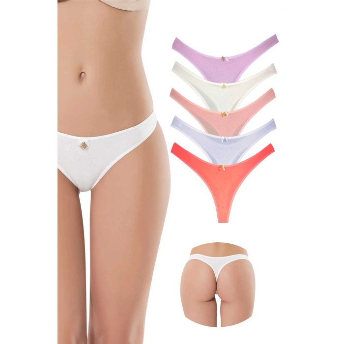 biçomi 5 Adet Pamuklu Kadın Klasik Tanga Soft Renkler