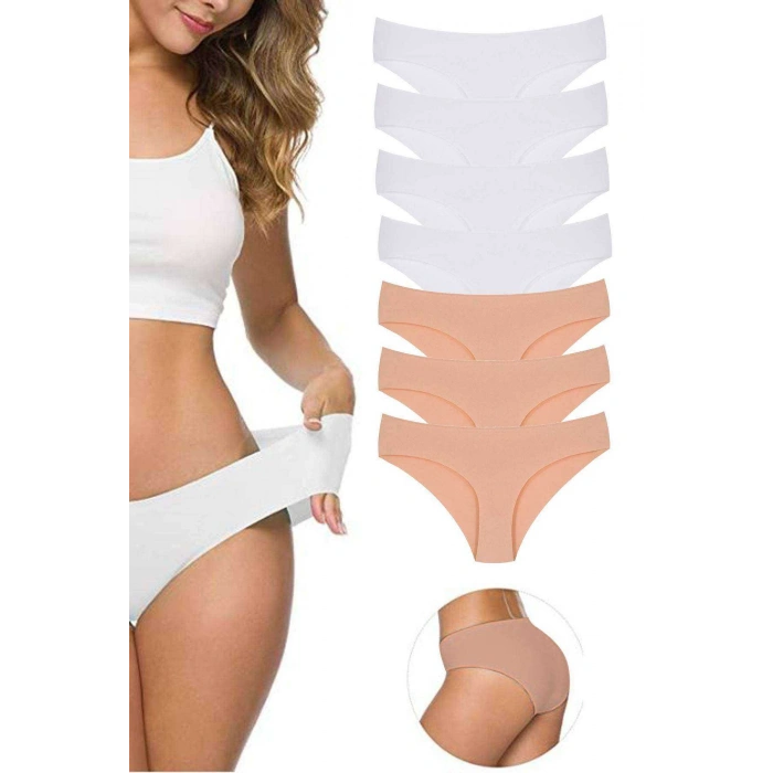biçomi 7 Adet Kadın Dikişsiz Lazer Kesim Esnek İz yapmayan Külot S3