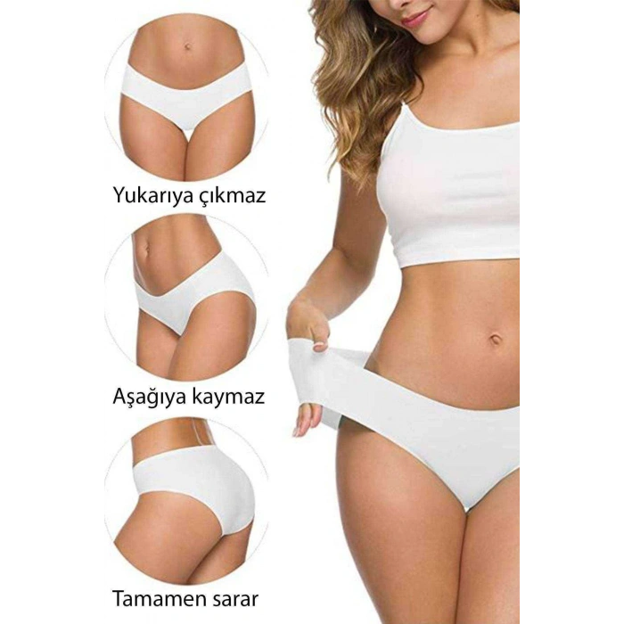 biçomi 7 Adet Kadın Dikişsiz Lazer Kesim Esnek İz yapmayan Külot S3