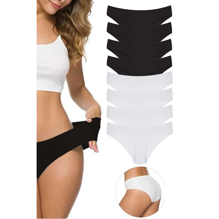 biçomi 8 Adet Kadın Dikişsiz Lazer Kesim Esnek İz yapmayan Külot S1