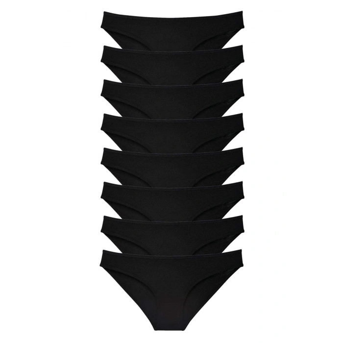 biçomi 8 adet Süper Eko Set Likralı Kadın Slip Külot Siyah