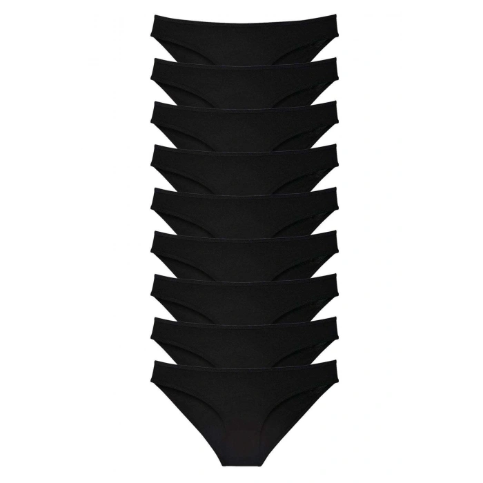 biçomi 9 adet Süper Eko Set Likralı Kadın Slip Külot Siyah