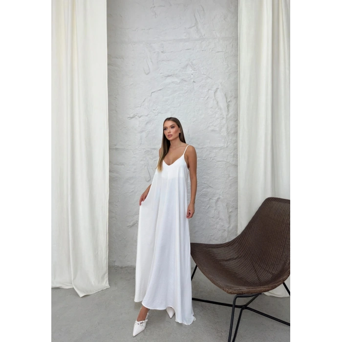 BİÇOMİ Aerobin uzun elbise beyaz pt