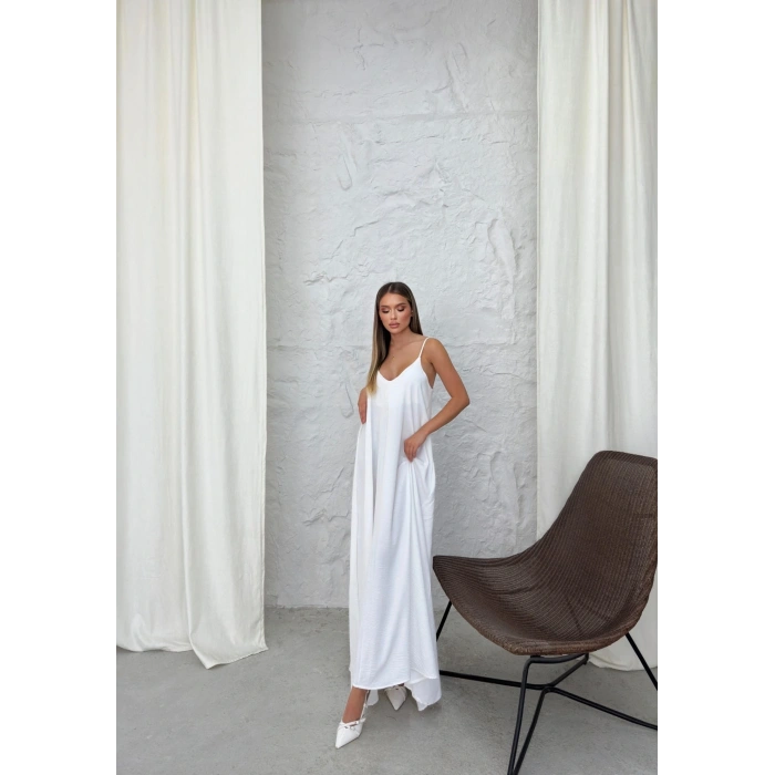 BİÇOMİ Aerobin uzun elbise beyaz pt