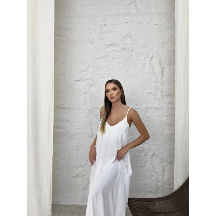 BİÇOMİ Aerobin uzun elbise beyaz pt