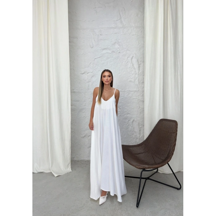 BİÇOMİ Aerobin uzun elbise beyaz pt