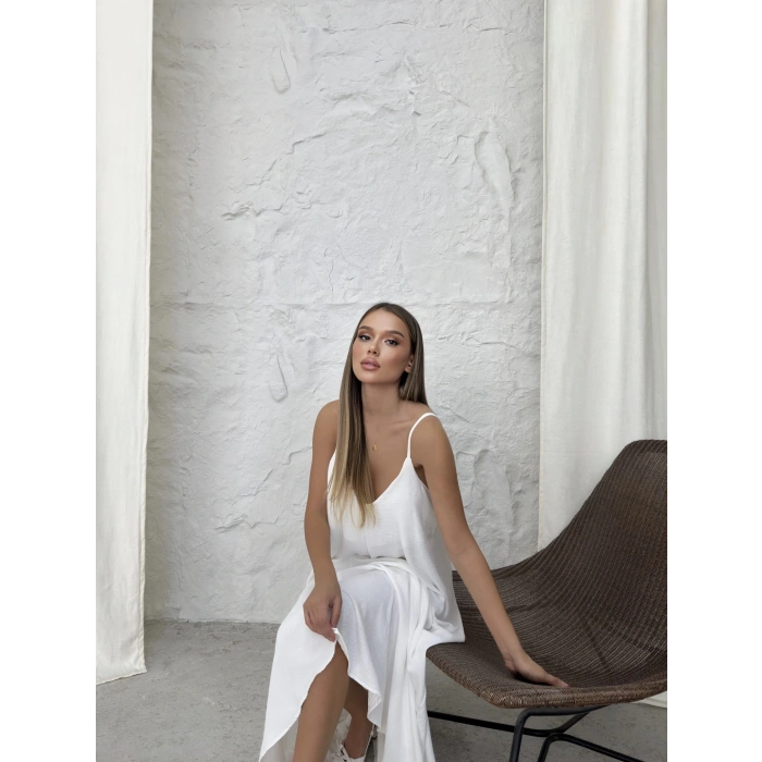 BİÇOMİ Aerobin uzun elbise beyaz pt