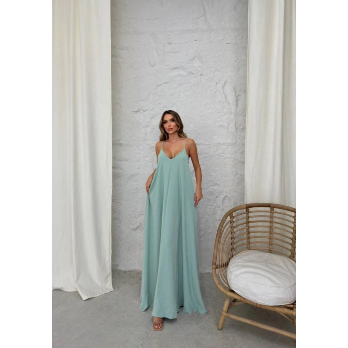 BİÇOMİ Aerobin uzun elbise çağla yeşili pt