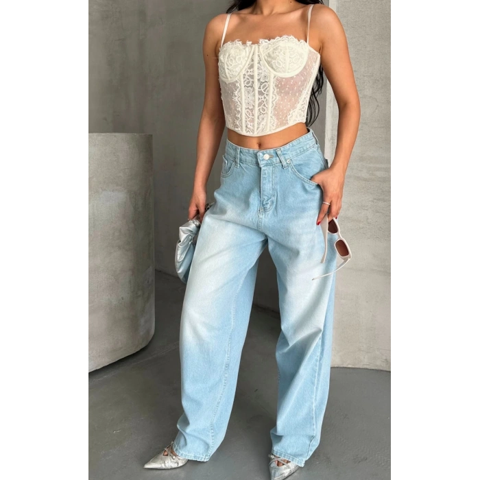 BİÇOMİ Baggy süper taş bıyık yıkama buz mavi d2007