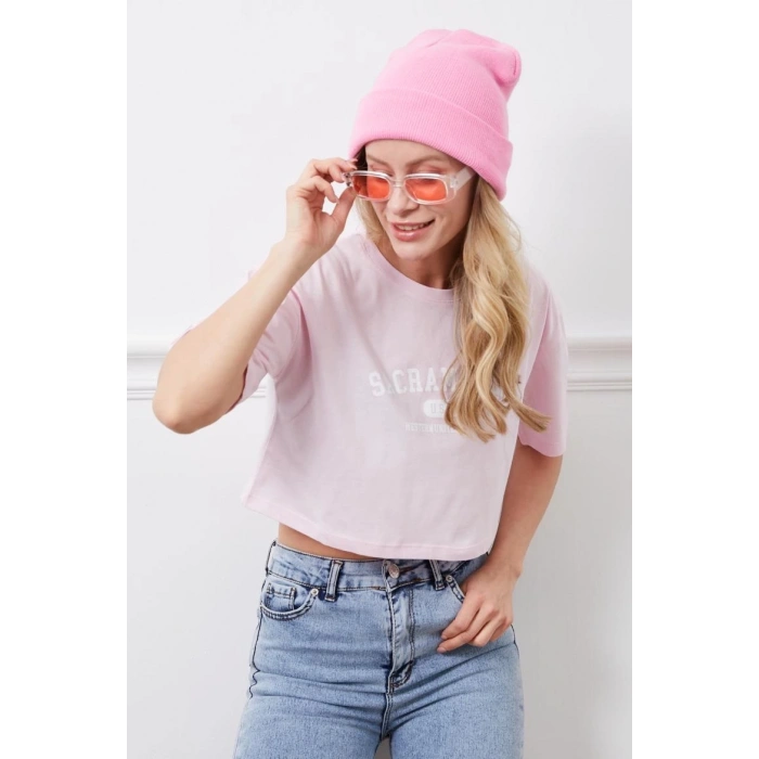 BİÇOMİ Baskılı Crop tişört