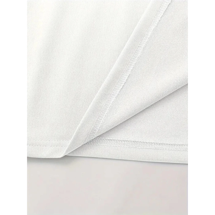 Biçomi Baskılı Oversize Bisiklet Yaka T-shirt - Beyaz