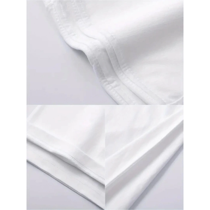 Biçomi Baskılı Oversize Bisiklet Yaka T-shirt - Beyaz
