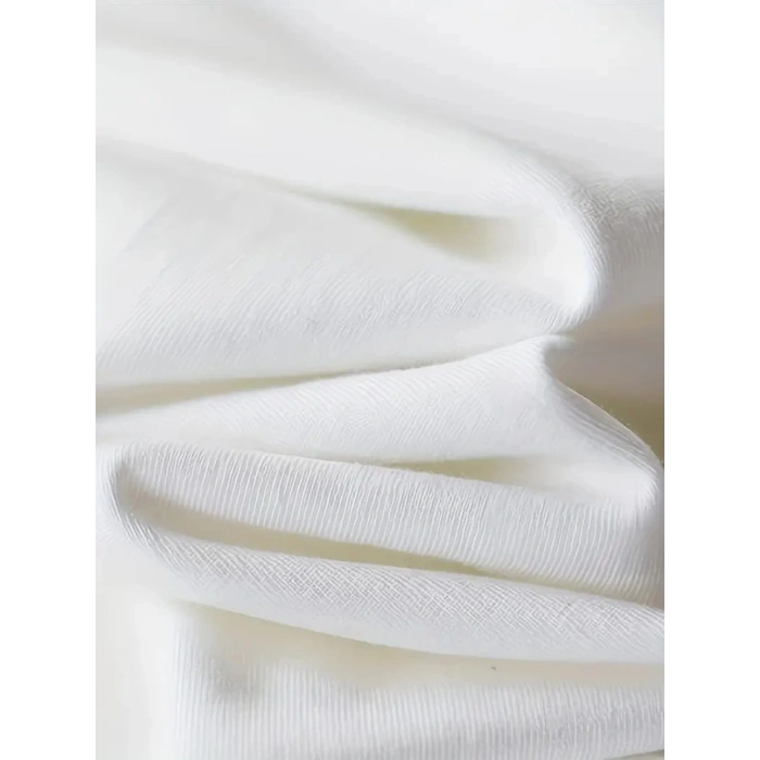 Biçomi Baskılı Oversize Bisiklet Yaka T-shirt - Beyaz