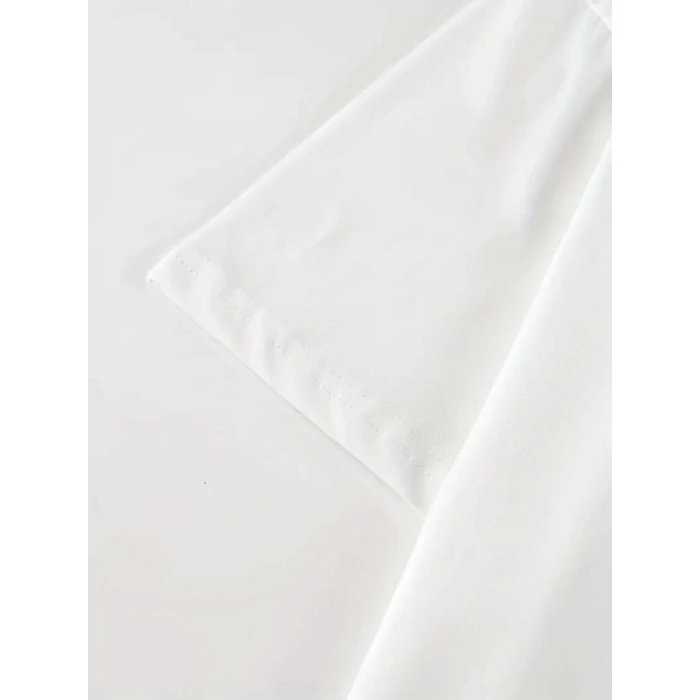 Biçomi Baskılı Oversize Bisiklet Yaka T-shirt - Beyaz