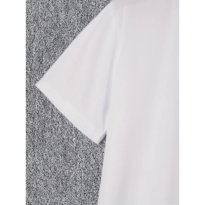 Biçomi Baskılı Oversize Bisiklet Yaka T-shirt - Beyaz