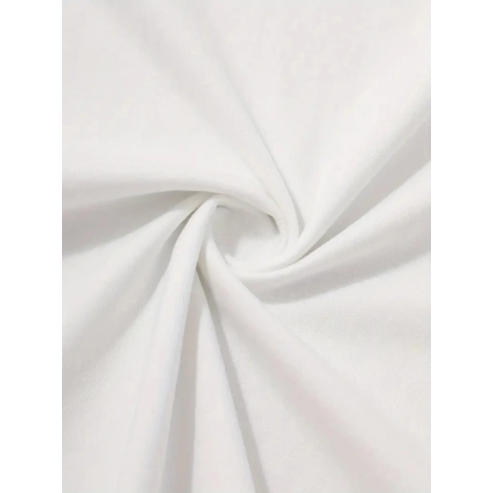 Biçomi Baskılı Oversize Bisiklet Yaka T-shirt - Beyaz