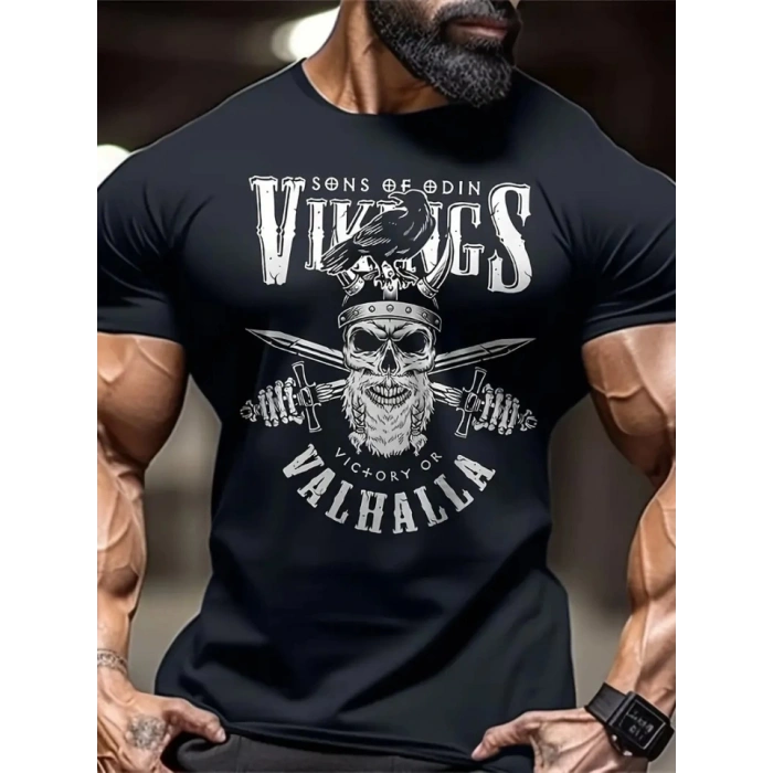 Biçomi Baskılı Oversize Bisiklet Yaka T-shirt - Siyah