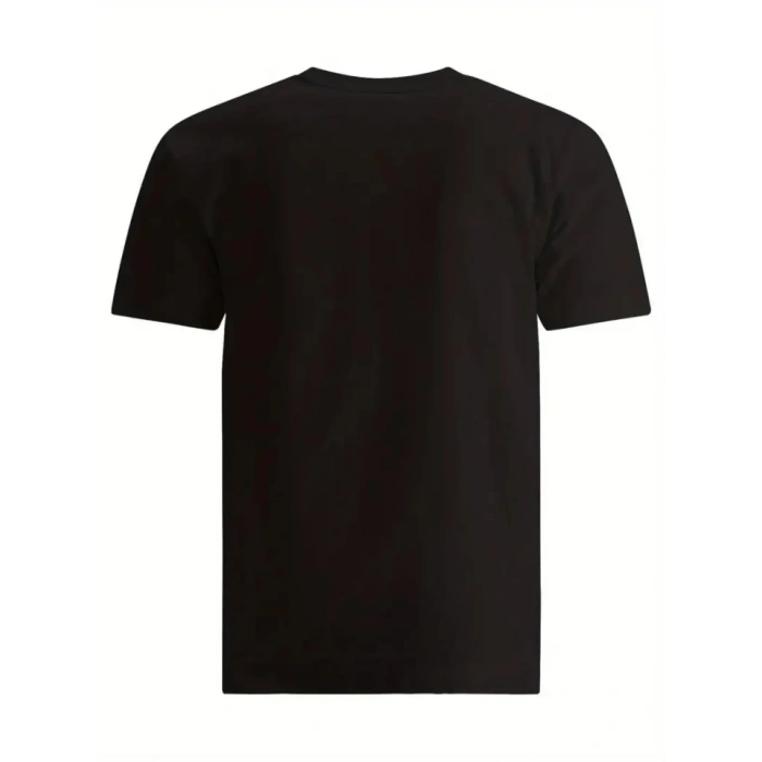 Biçomi Baskılı Oversize Bisiklet Yaka T-shirt - Siyah