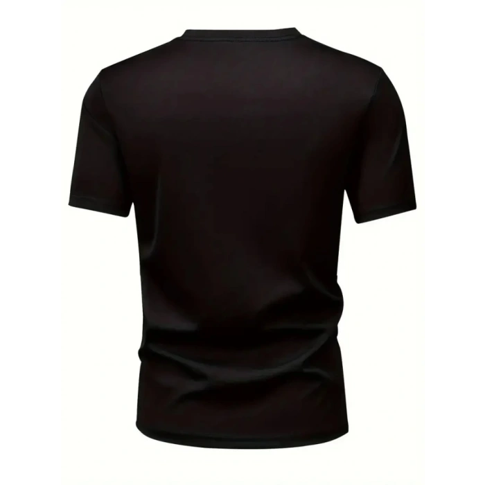 Biçomi Baskılı Oversize Bisiklet Yaka T-shirt - Siyah