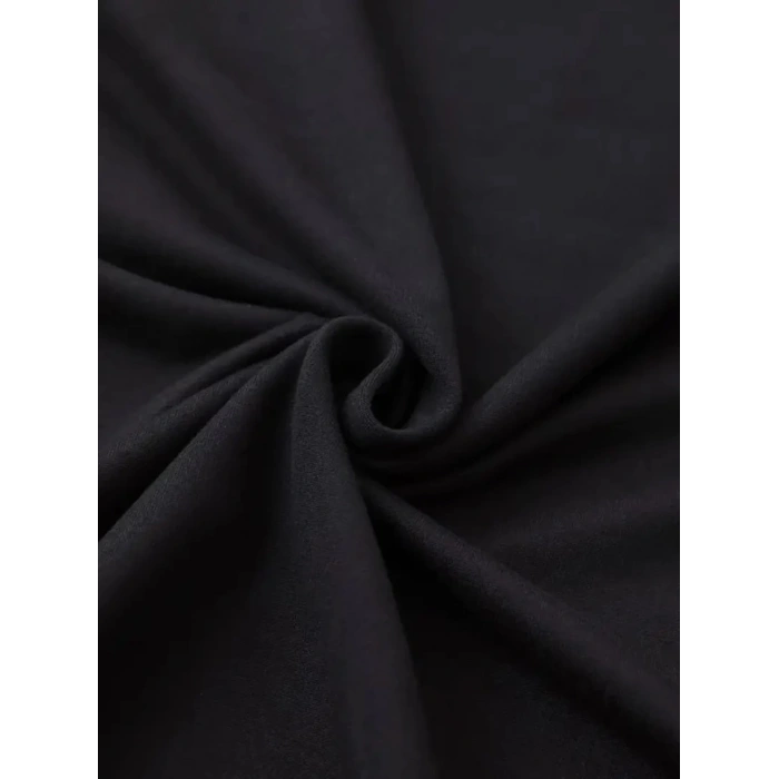 Biçomi Baskılı Oversize Bisiklet Yaka T-shirt - Siyah