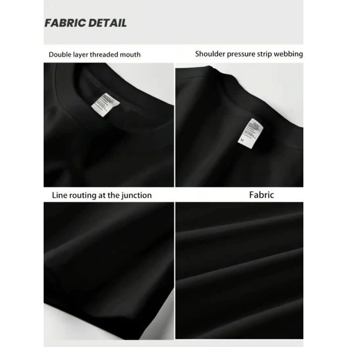 Biçomi Baskılı Oversize Bisiklet Yaka T-shirt - Siyah