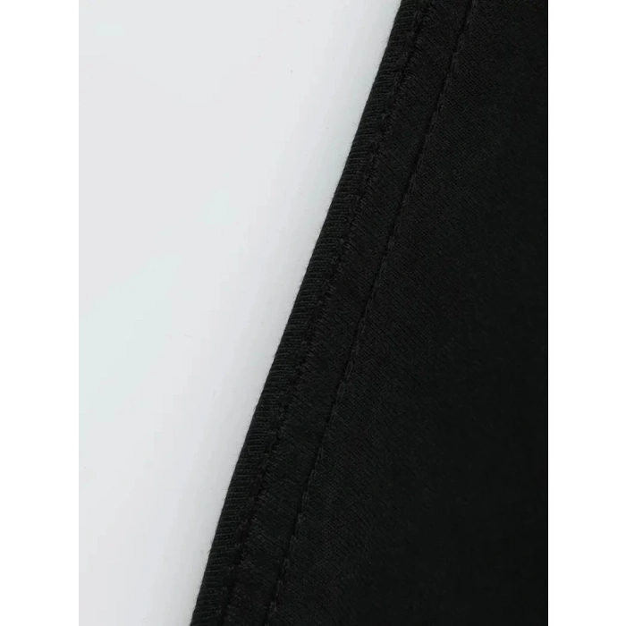Biçomi Baskılı Oversize Bisiklet Yaka T-shirt - Siyah