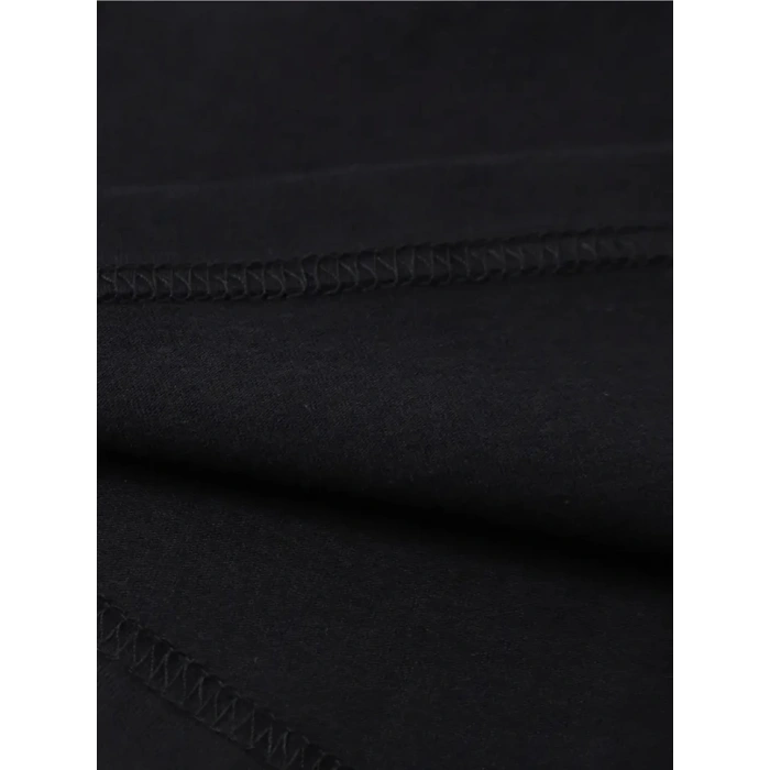 Biçomi Baskılı Oversize Bisiklet Yaka T-shirt - Siyah