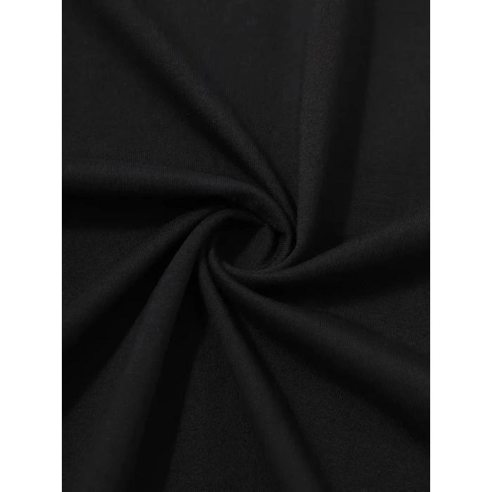 Biçomi Baskılı Oversize Bisiklet Yaka T-shirt - Siyah