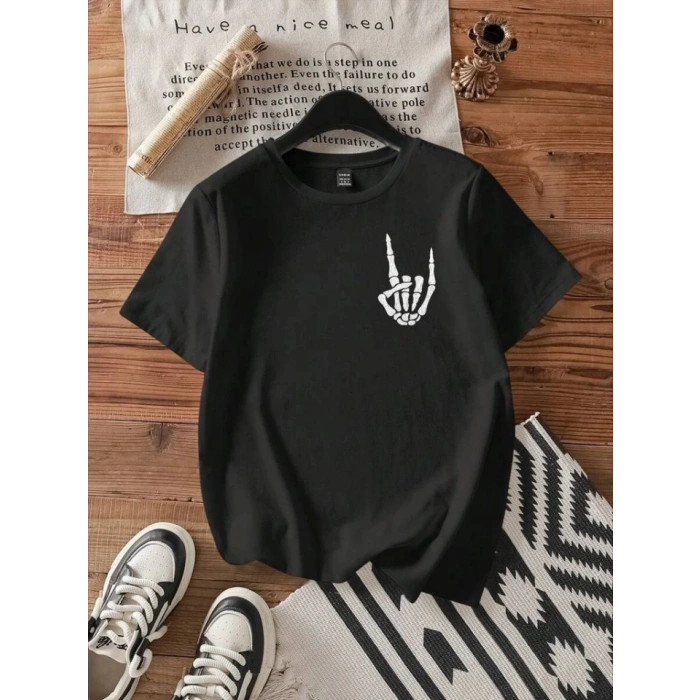 Biçomi Baskılı T-shirt - Siyah