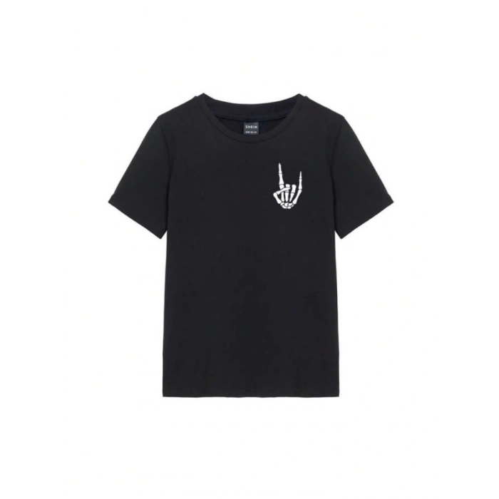 Biçomi Baskılı T-shirt - Siyah