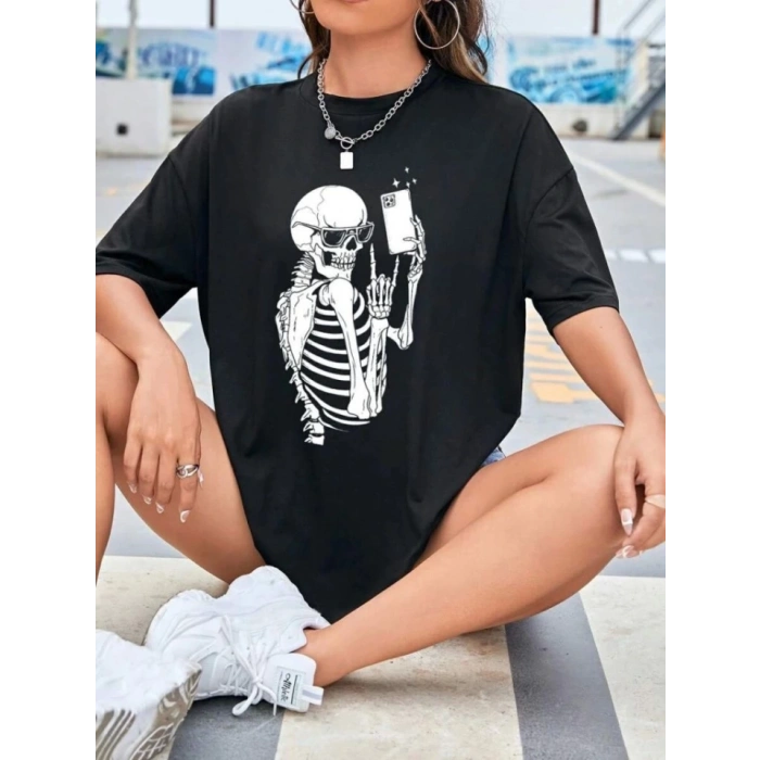Biçomi Baskılı T-shirt - Siyah