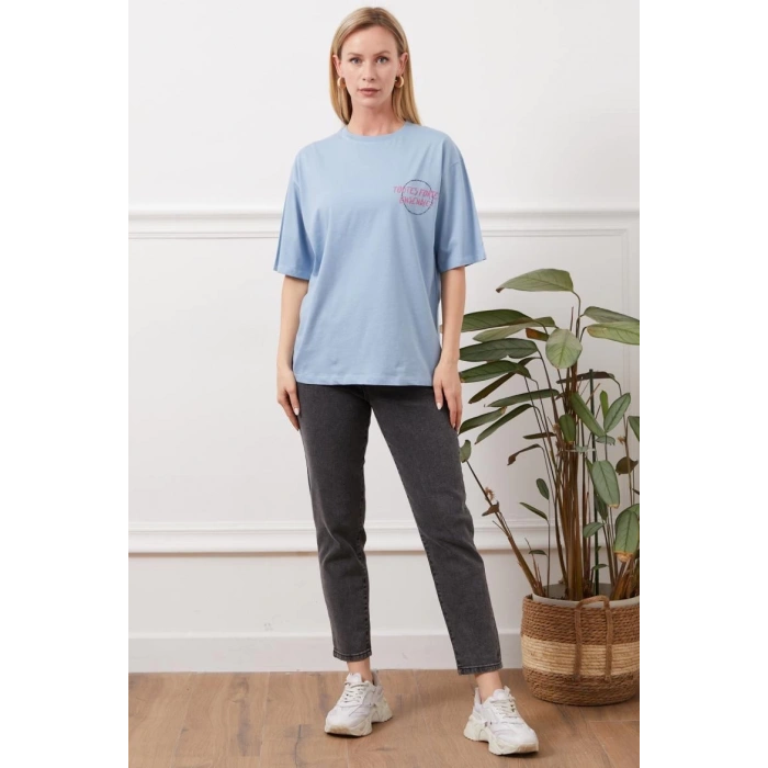 BİÇOMİ Baskılı tişört mavi