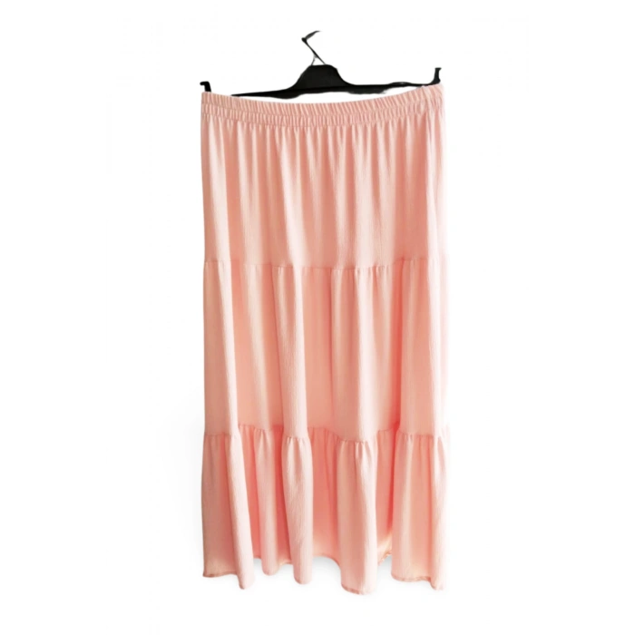 biçomi Beli Lastikli Bürümcek Kumaş Etek Anne Eteği Uzun Namaz Eteği Somon 44-52 beden