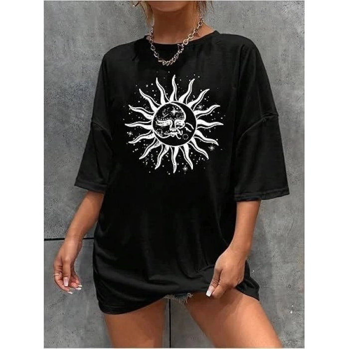 Biçomi Bisiklet Yaka Baskılı T-shirt - Siyah