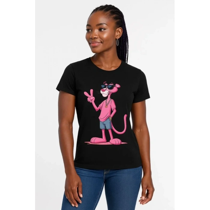 Biçomi Bisiklet Yaka Kısa Kollu Baskılı T-shirt - Siyah