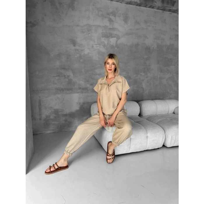 BİÇOMİ Bluz şalvar takım bej s255841