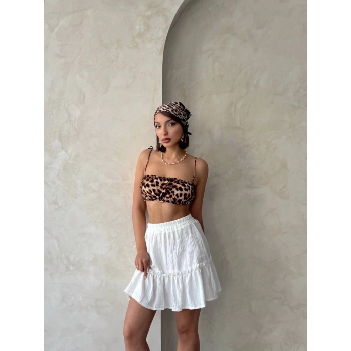 BİÇOMİ Çingene keten etek beyaz s24808