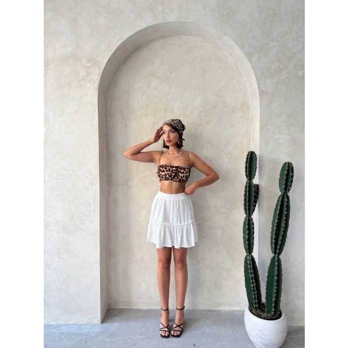 BİÇOMİ Çingene keten etek beyaz s24808