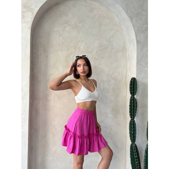 BİÇOMİ Çingene keten etek fuşya s24808