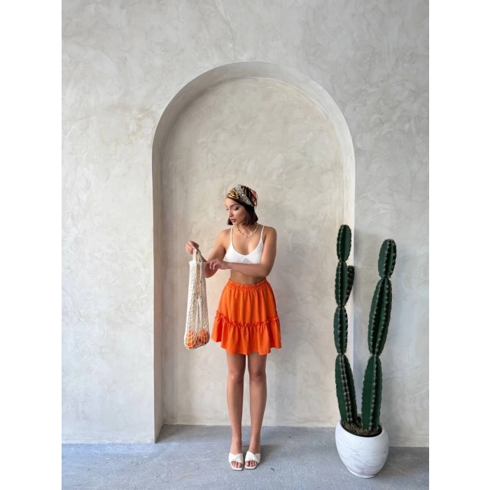 BİÇOMİ Çingene keten etek turuncu s24808