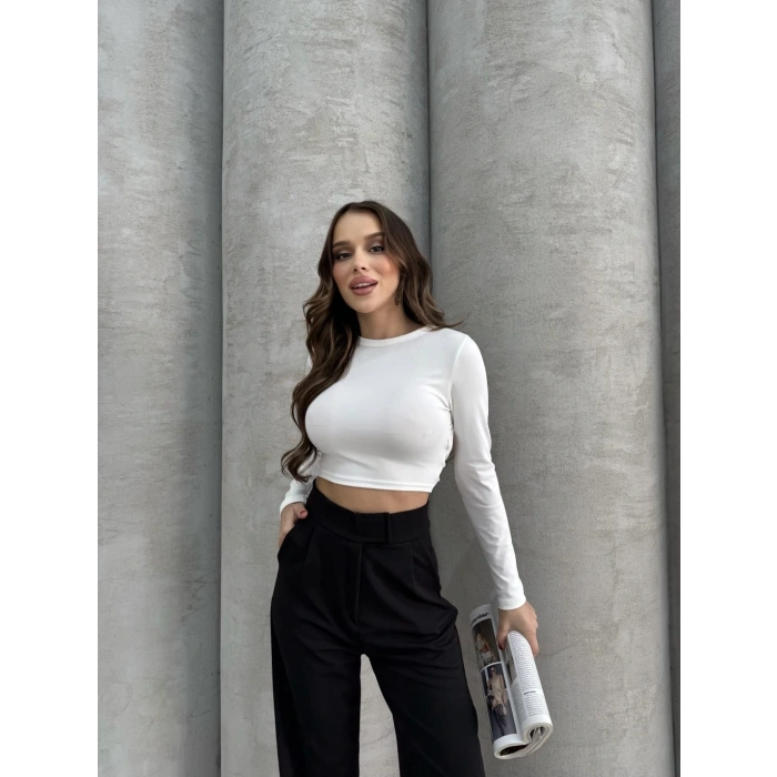 BİÇOMİ Cırtlı pantolon krep siyah pt