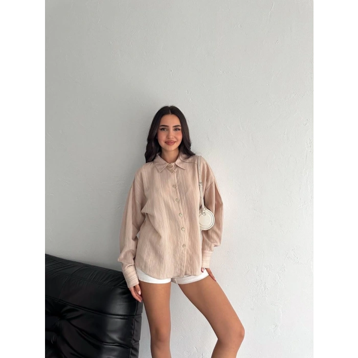 BİÇOMİ Çizgili oversize gömlek