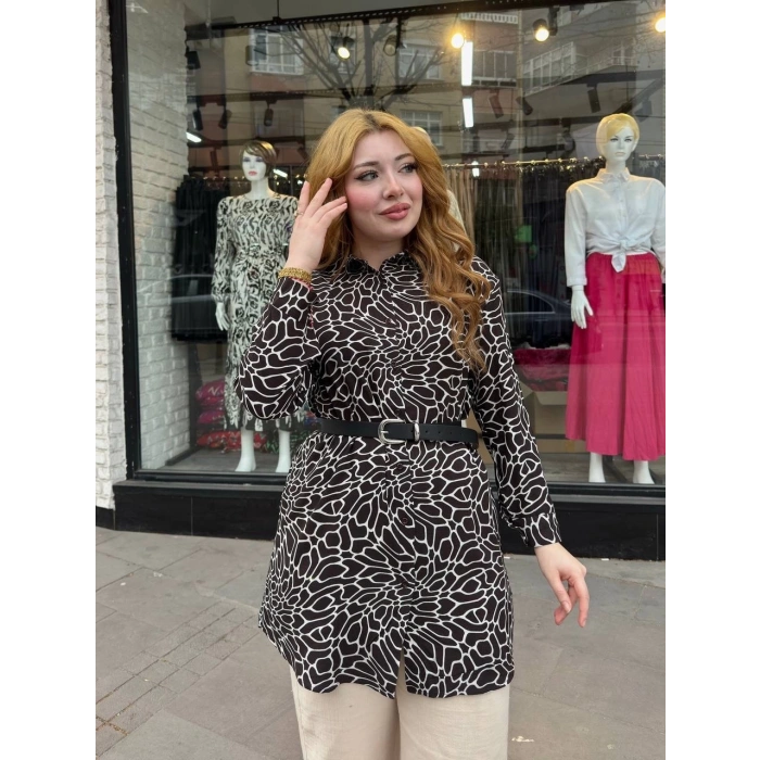 BİÇOMİ Desenli tunik gömlek