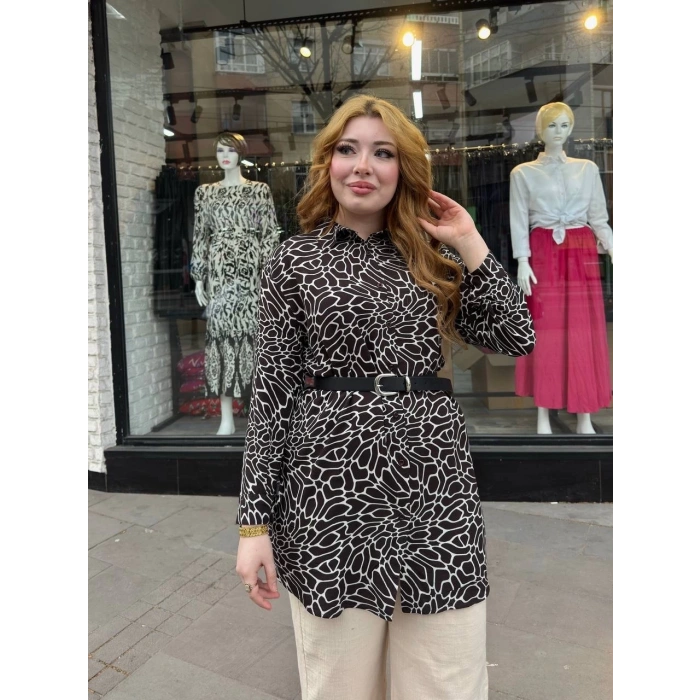 BİÇOMİ Desenli tunik gömlek