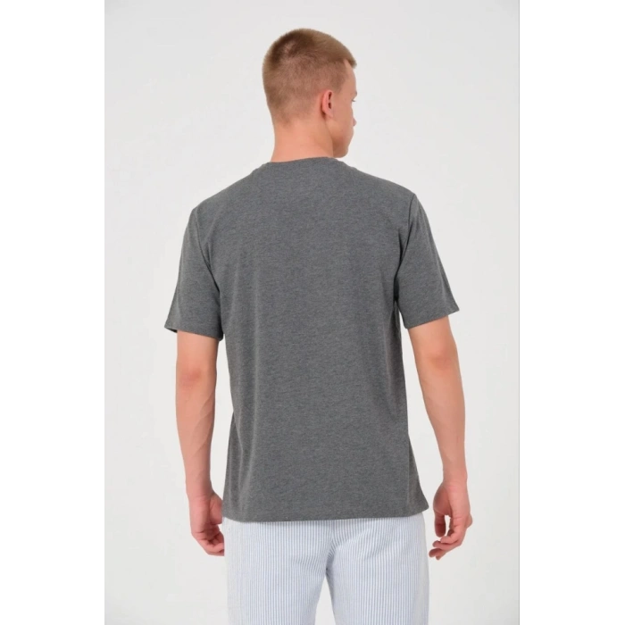 Biçomi Erkek 24/1 Düz A Kalite Oversize T-shirt - Antrasit