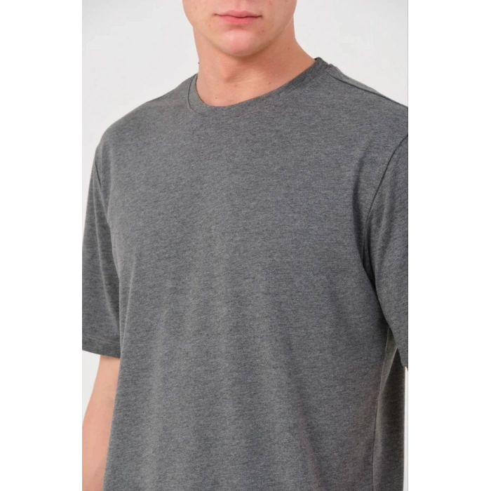 Biçomi Erkek 24/1 Düz A Kalite Oversize T-shirt - Antrasit