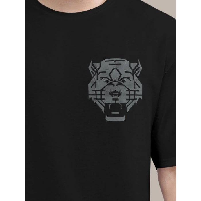 Biçomi Erkek Baskılı Oversize T-shirt - Siyah