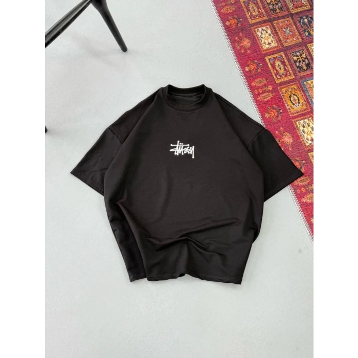 Biçomi Erkek Baskılı Oversize T-shirt - Siyah