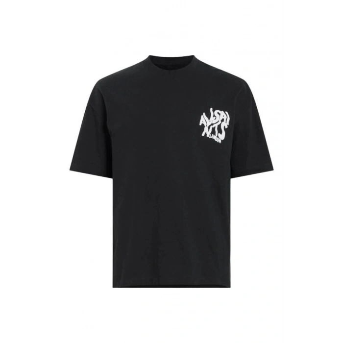 Biçomi Erkek Baskılı Oversize T-shirt - Siyah